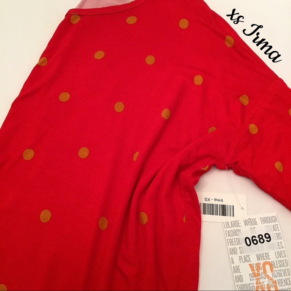 Lularoe Irma red polka dot NWT
